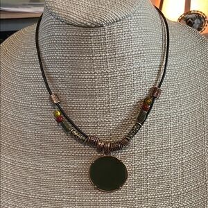 Chico's Black and Green Pendant Necklace